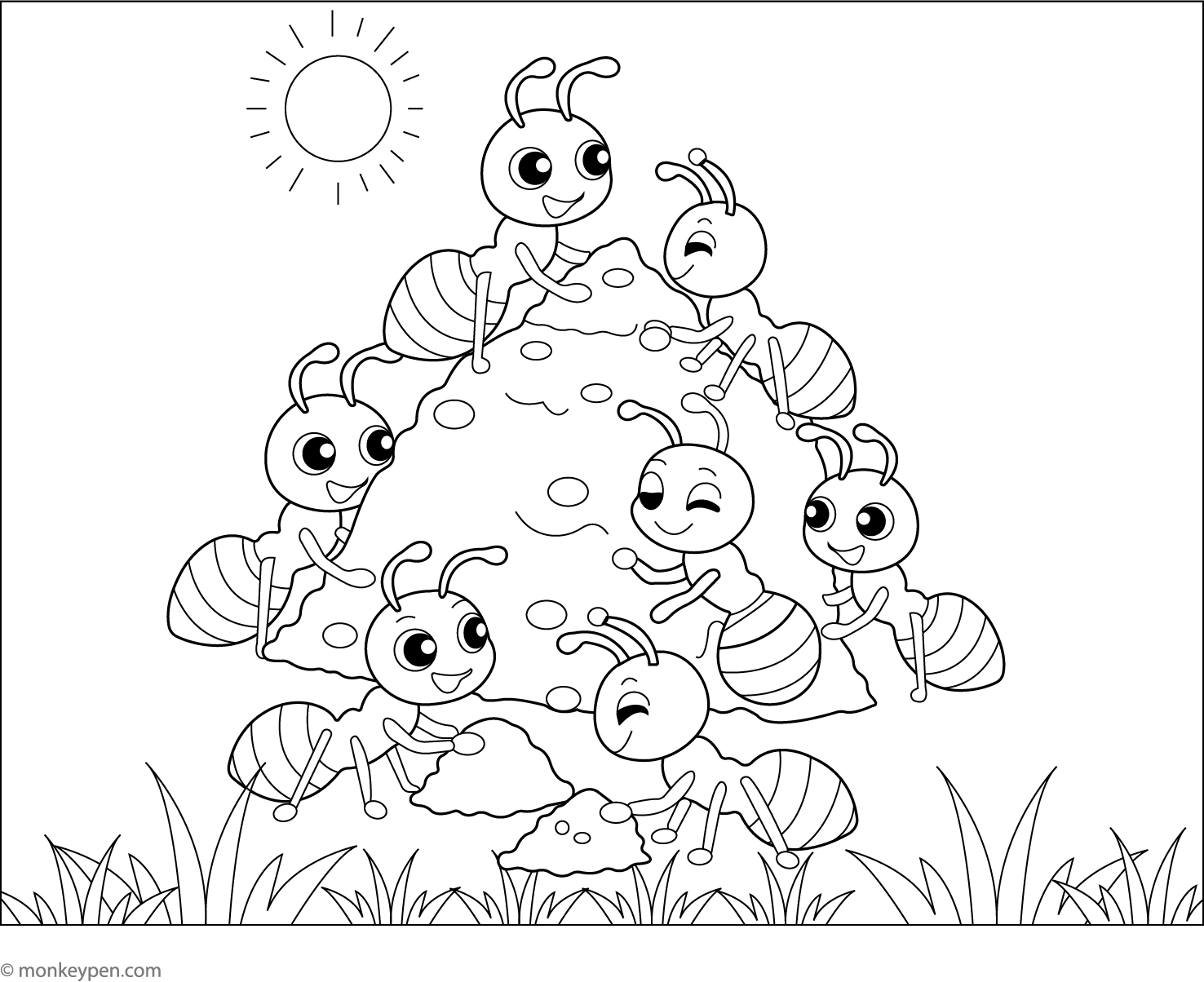 ants-building-an-anthill-coloring-page for Free Printable Pictures Of Ants Ants Building An Anthill Coloring Page for Free Printable Pictures Of Ants