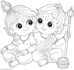 Krishna and Balarama Coloring Page