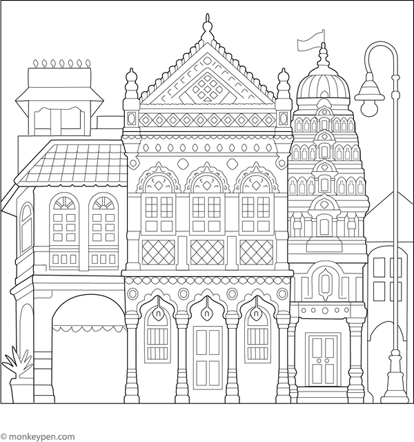 Singapore Little India Coloring Page