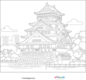 Osaka Castle Coloring Page