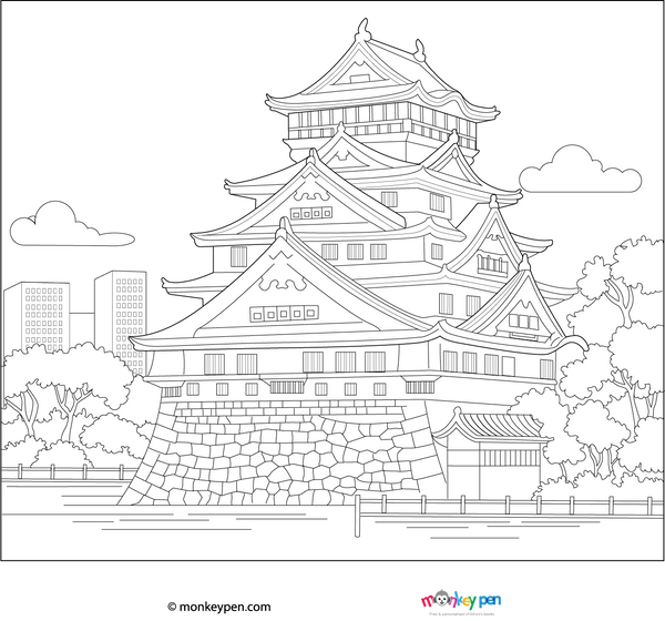 Osaka Castle Coloring Page
