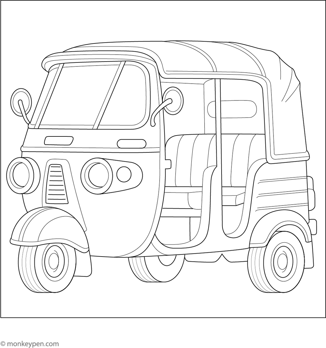 Auto Rickshaw Coloring Page
