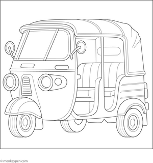 Auto Rickshaw Coloring Page