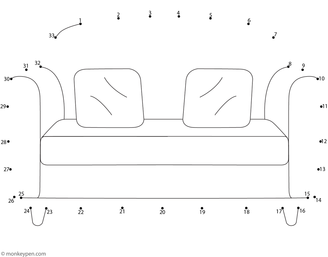 Sofa | Free Dot-to-Dot Worksheet for Kids