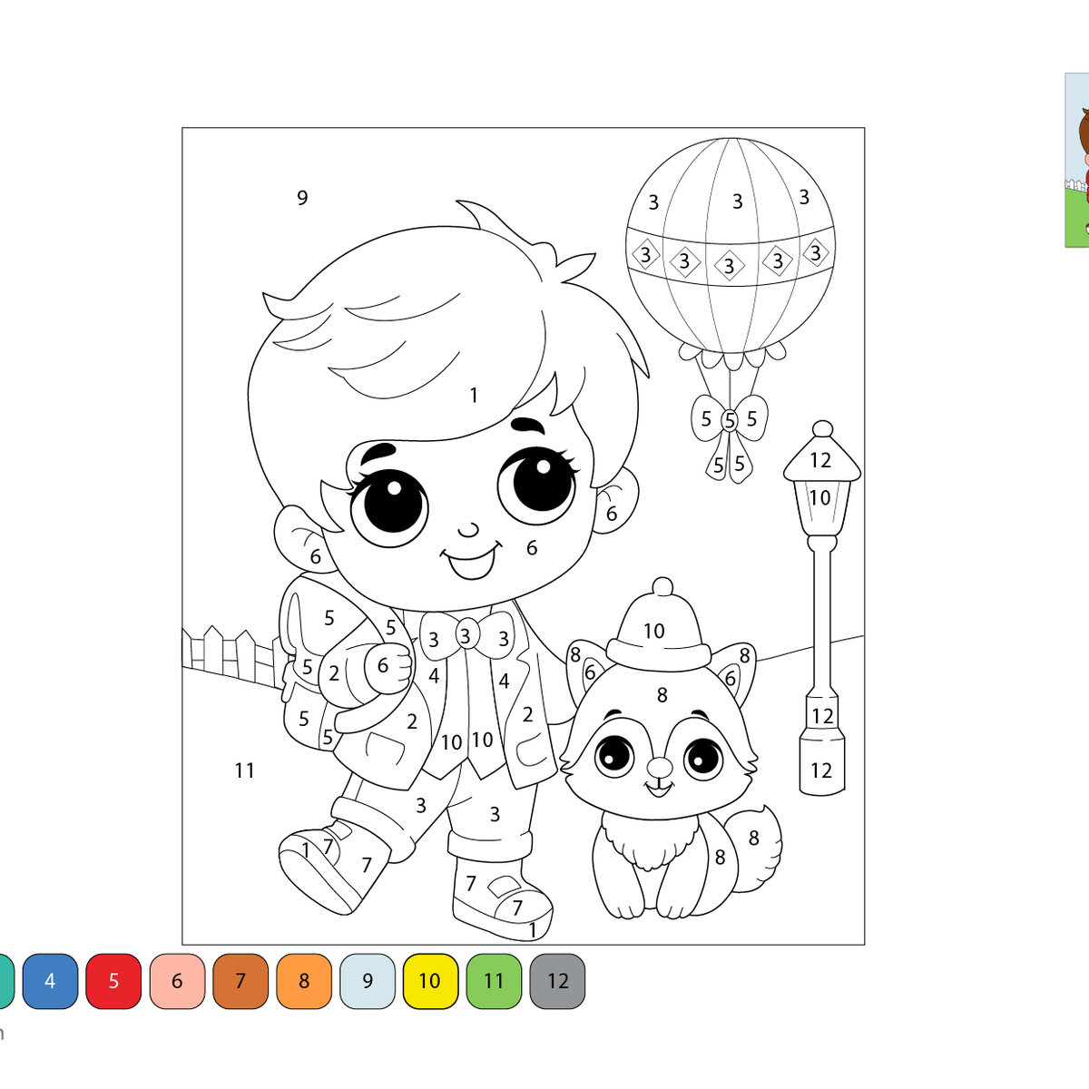 Free Cute Boy Color by Number – Fun Coloring Game for Kids