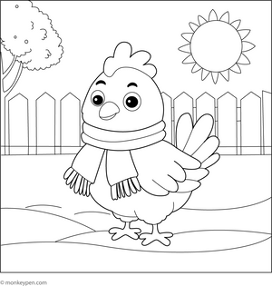 Chicken with Scarf Coloring Page – fun and educational printable for children