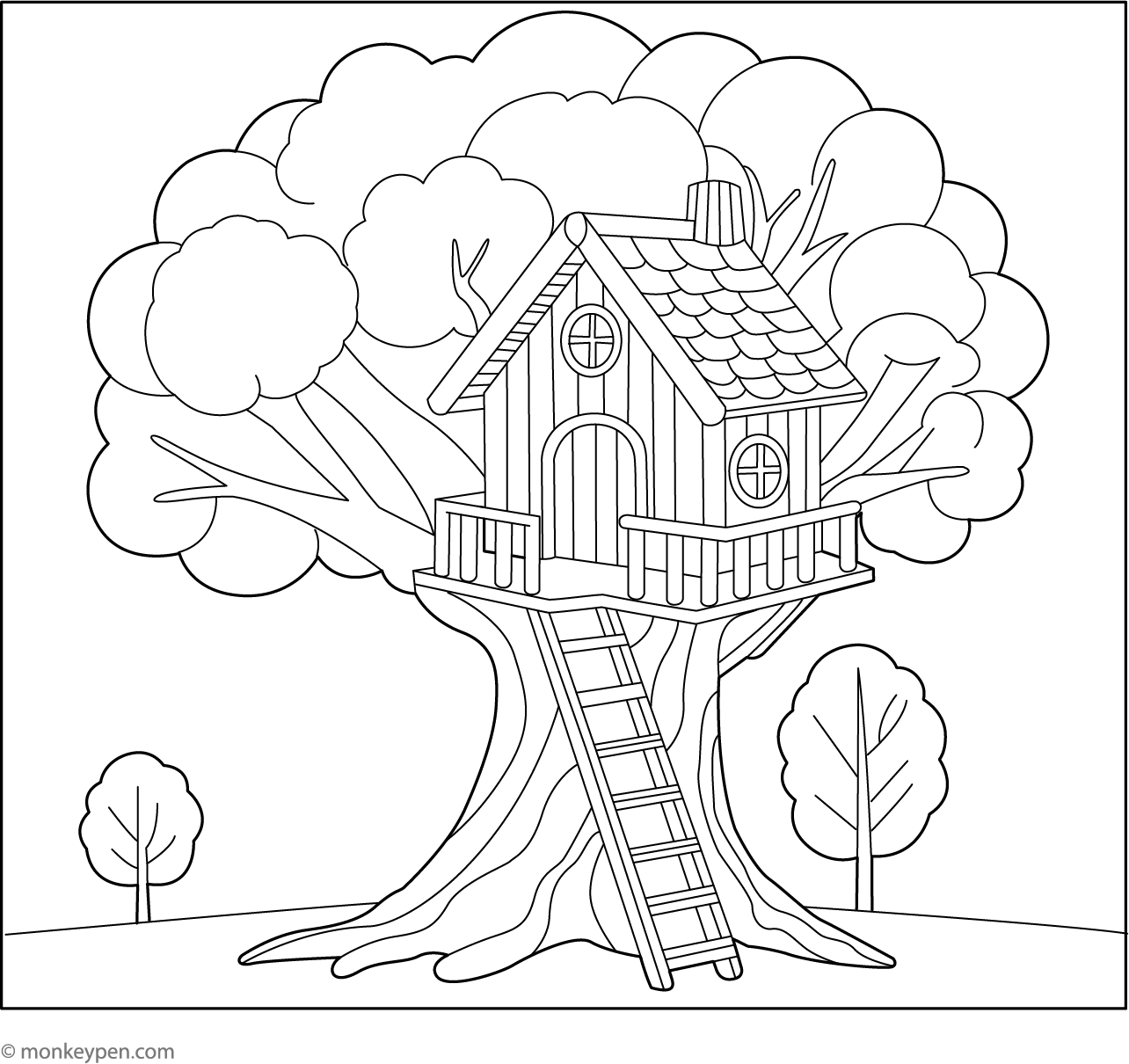 Treehouse Color Worksheet Simple Tree Coloring Page Coloring Home