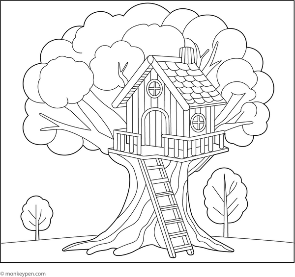 Tree House Coloring Page