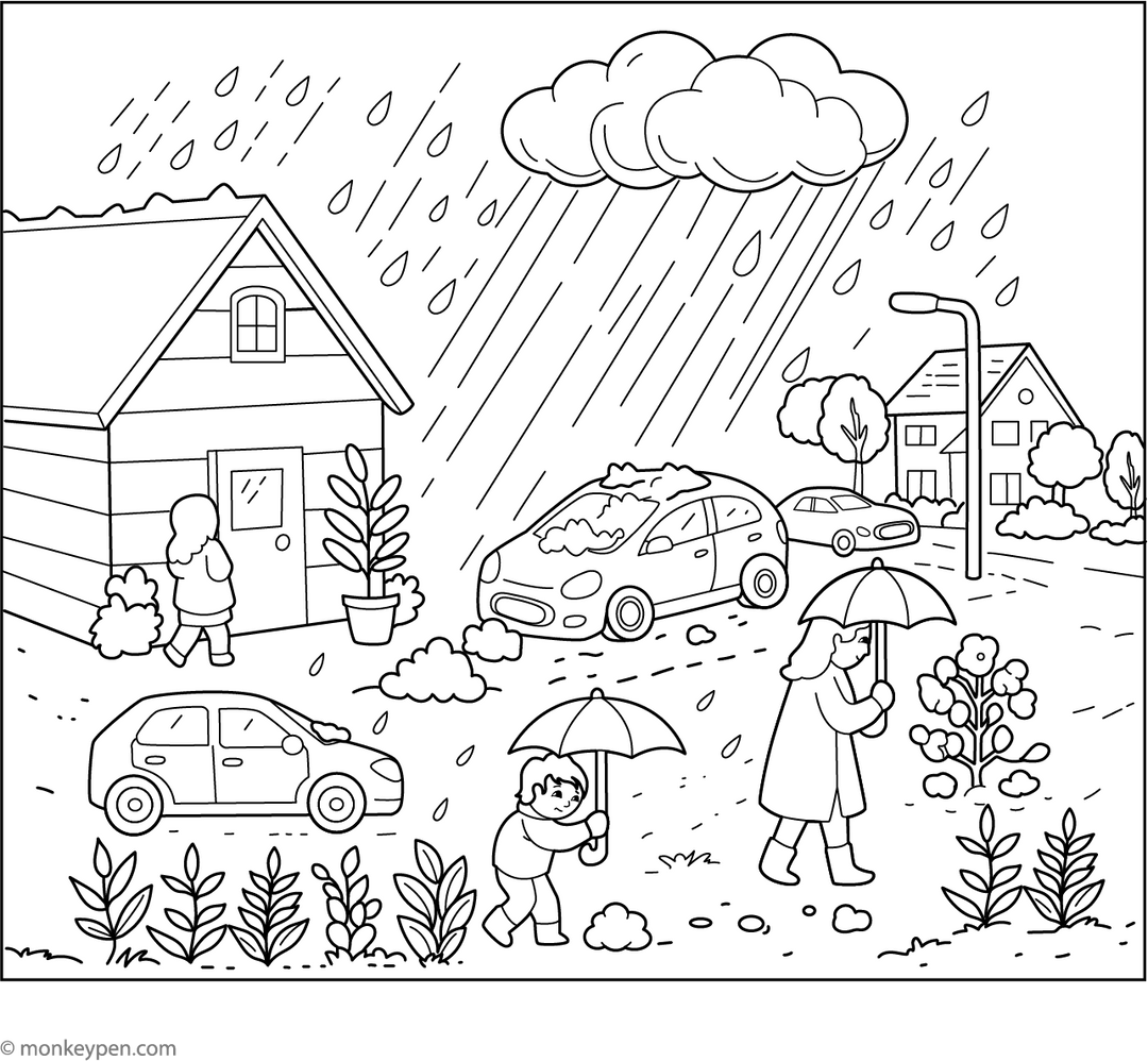 Fun Hailstorm Coloring Page – Free Printable PDF for Kids