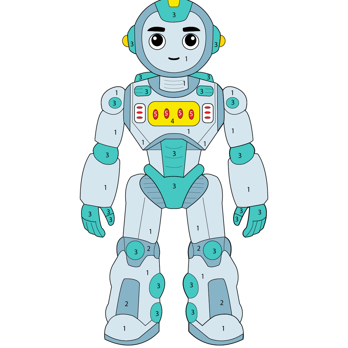 Robot Color Simple Robot Color by Number – Free Tech Coloring PDF Download