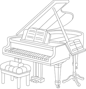 Piano coloring page – fun and educational printable for children