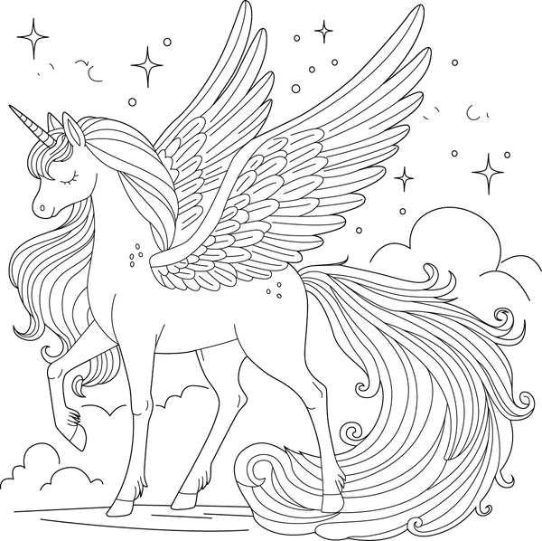 Fantasy Horses coloring page – fun and educational printable for children