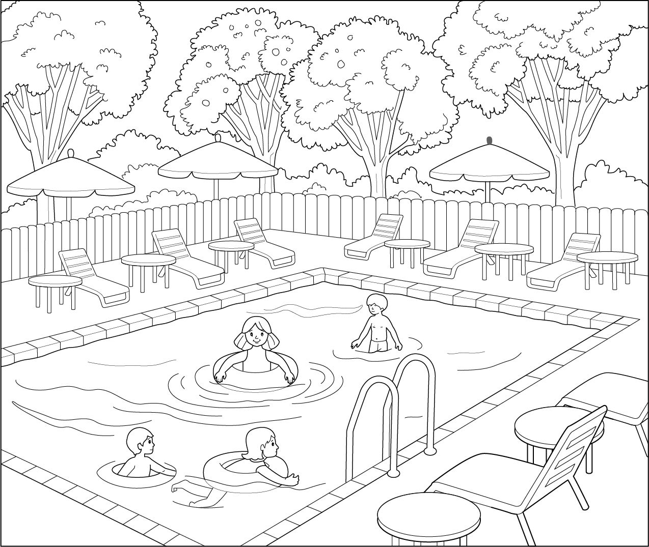 Swimming Pool Coloring Page