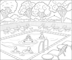 Swimming Pool coloring page – fun and educational printable for children