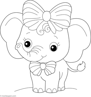 Cute Elephant Coloring Page