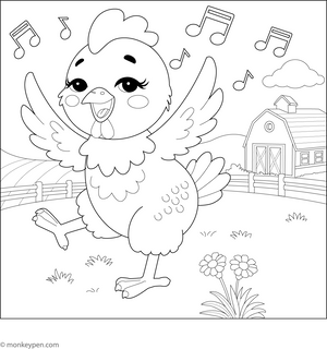 Dancing Chicken Coloring Page