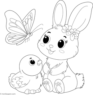 Rabbit with Friends Coloring Page – fun and educational printable for children