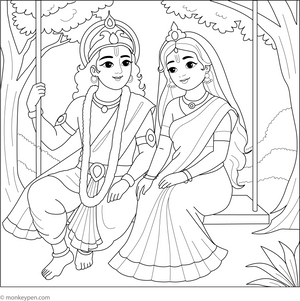 Radha and Krishna Coloring Page – fun and educational printable for children