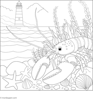 Realistic Lobster Coloring Page – fun and educational printable for children