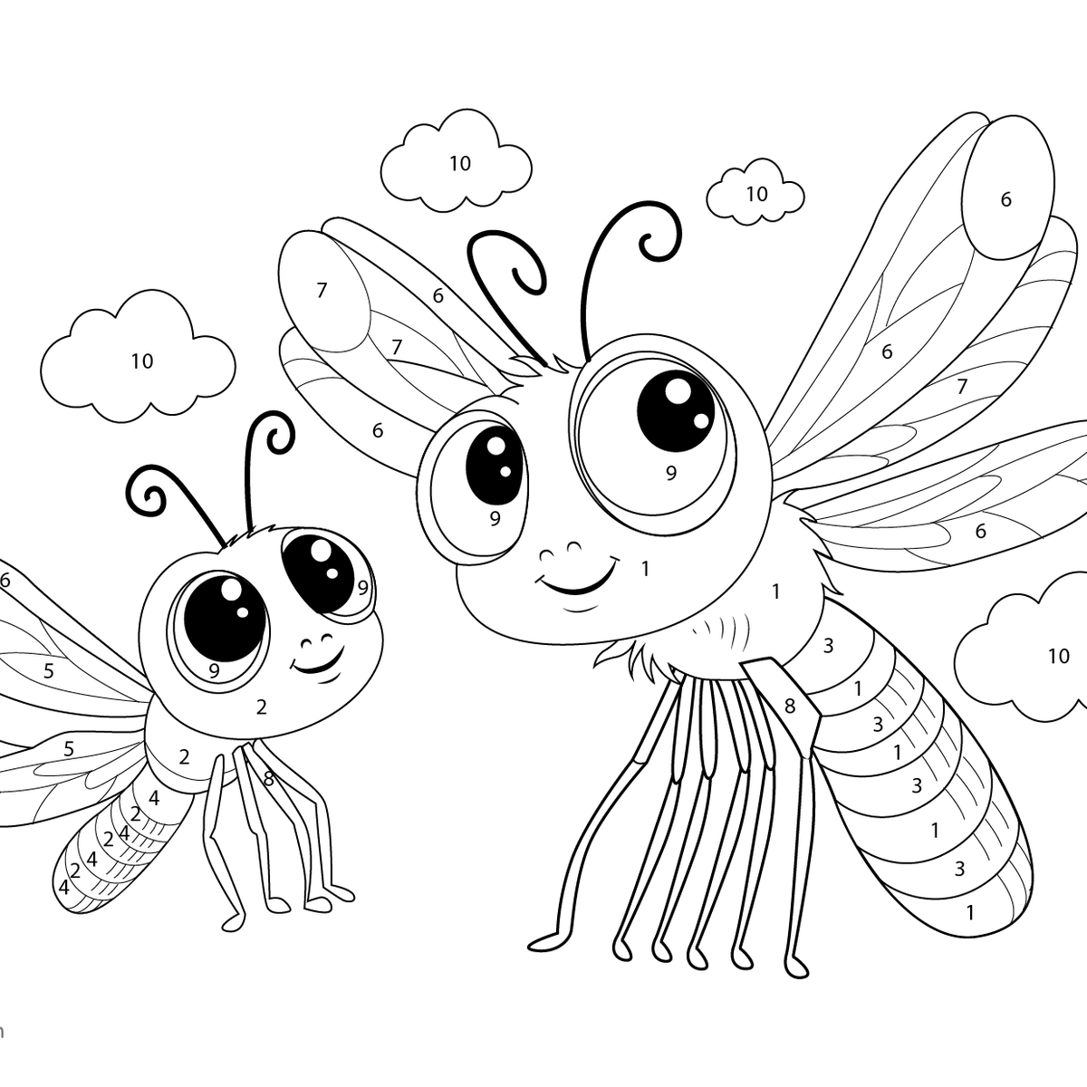 Dragonfly Color by Number – Free Printable for Kids