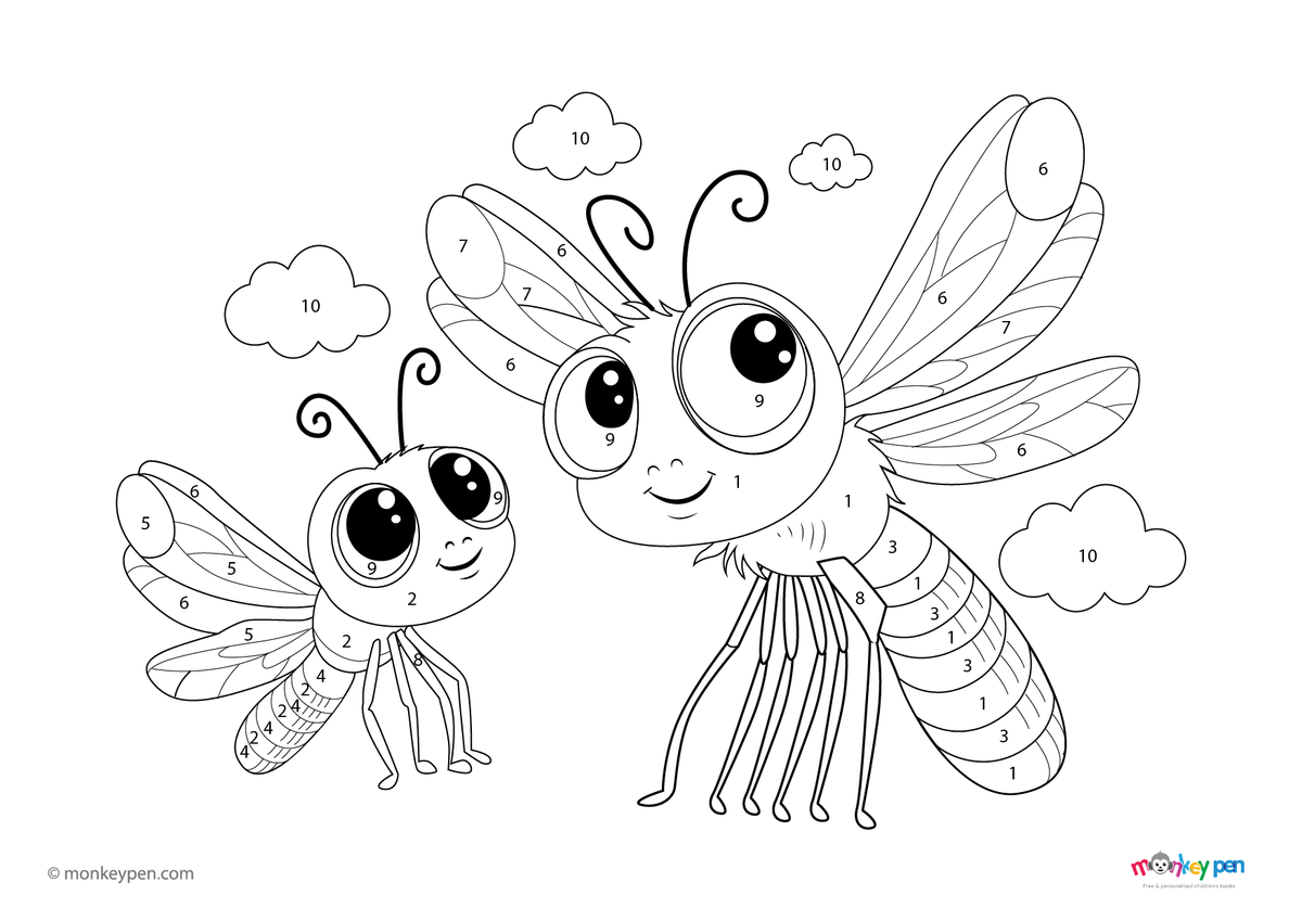 Dragonfly Color by Number – Free Printable for Kids