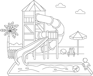 Water Park Coloring Page – fun and educational printable for children