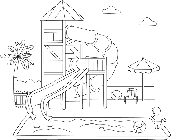 Water Park Coloring Page – fun and educational printable for children