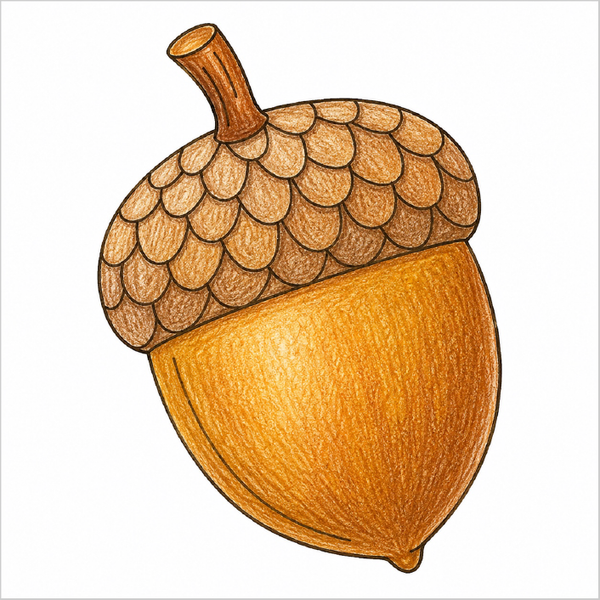 How to Draw an Acorn – Easy Step-by-Step Nature Drawing for Kids