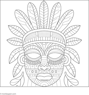 African Mask Coloring Page