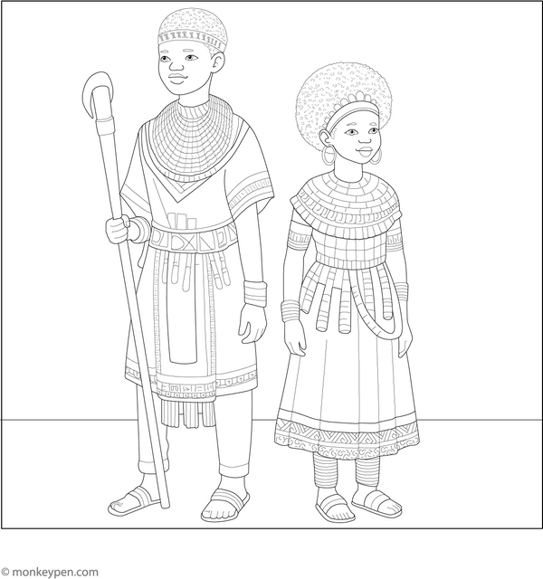 African Traditional Clothing Coloring Page