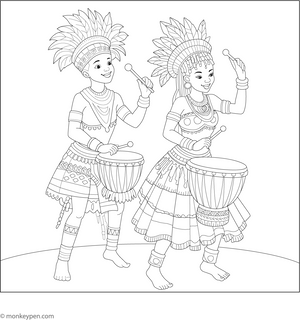 African Traditional Dance Coloring Page