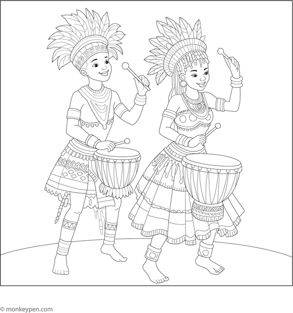 African Traditional Dance Coloring Page