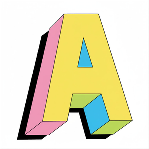 How to draw a 3D letter A step by step, easy block letter drawing tutorial, simple 3D typography sketch for beginners