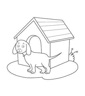 Dog Kennel coloring page – printable animal drawing for children