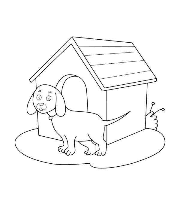 Dog Kennel coloring page – printable animal drawing for children