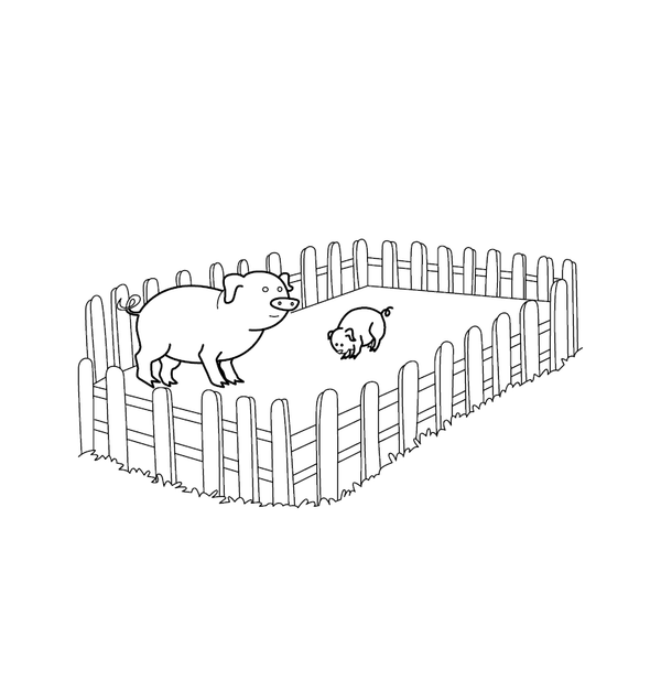 Sty coloring page – printable animal drawing for children