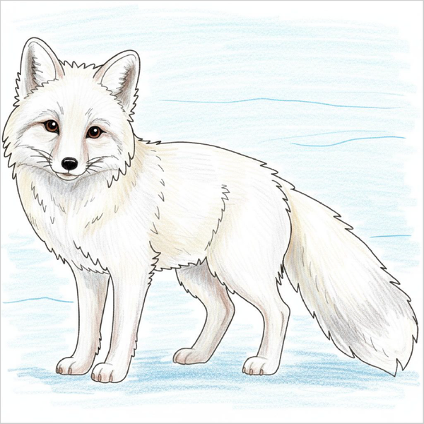 How to Draw an Arctic Fox – Easy Step-by-Step Animal Drawing for Kids
