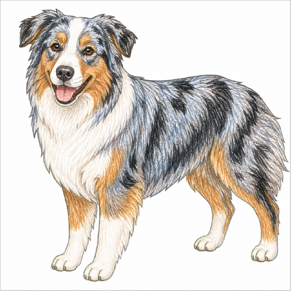 How to Draw an Australian Shepherd – Step-by-Step Dog Drawing for Kids