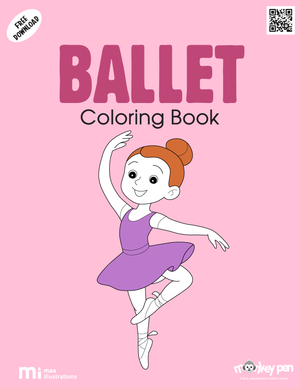 Ballet Coloring Book for children featuring dancers, tutus, and ribbons, capturing the elegance of ballet in a printable activity.