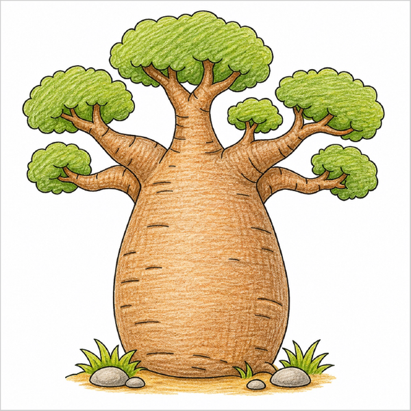 Kid-friendly Baobab Tree artwork