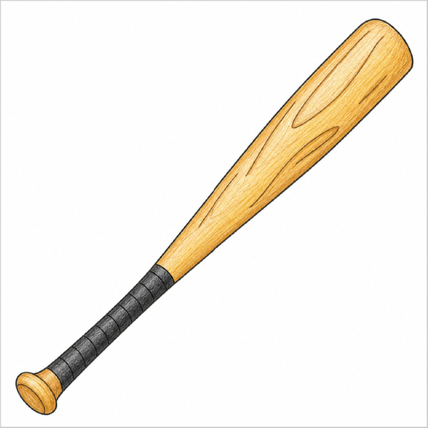 How to draw a baseball bat easily for kids using basic shapes and structured drawing steps.