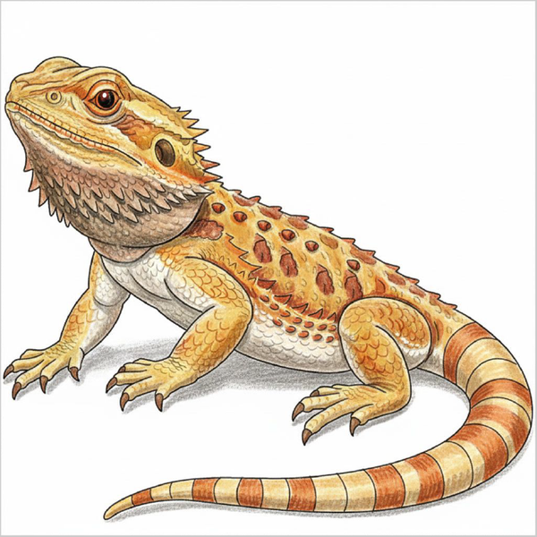 How to Draw a Bearded Dragon – Easy Step-by-Step Lizard Drawing for Kids