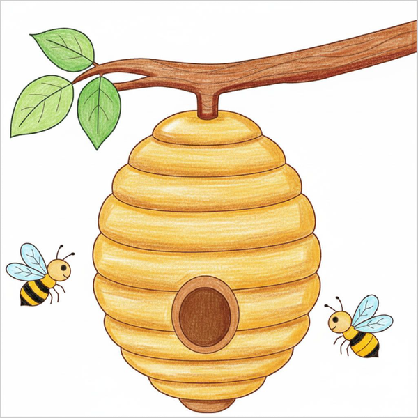 How to Draw a Beehive – Easy Step-by-Step Nature Drawing for Kids
