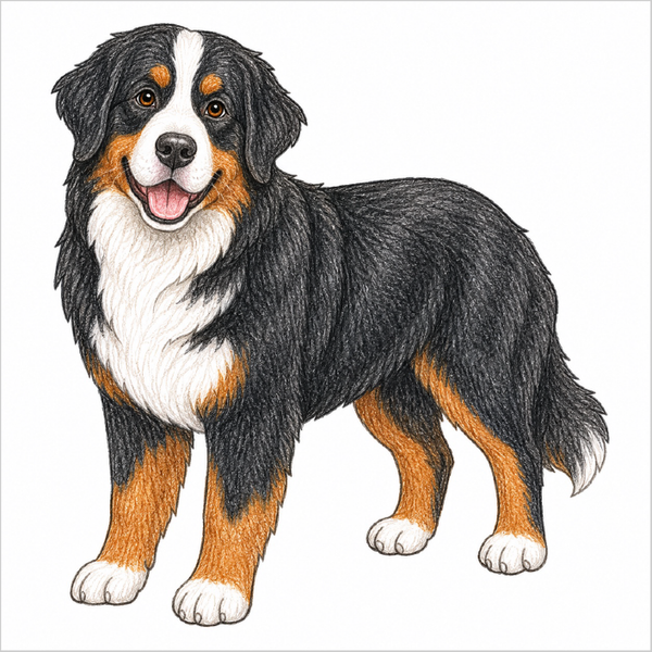 How to Draw a  Simple Bernese Mountain Dog – Easy Step-by-Step Dog Drawing for Kids