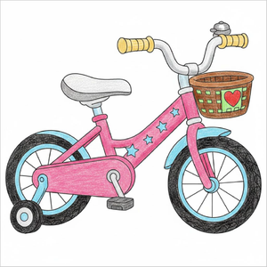 Kids can learn to draw a bicycle step by step with neat outlines.