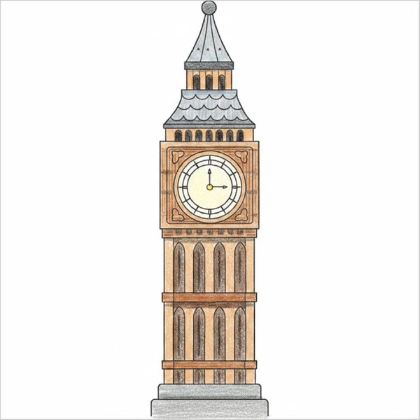 How to Draw Big Ben – Easy Step-by-Step Landmark Drawing for Kids