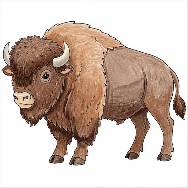 How to Draw a Bison – Easy Step-by-Step Wildlife Drawing for Kids