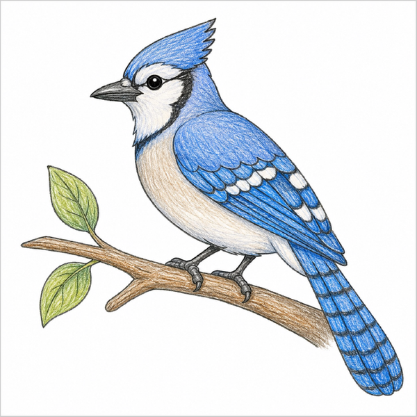 How to Draw a Blue Jay – Easy Step-by-Step Bird Drawing for Kids