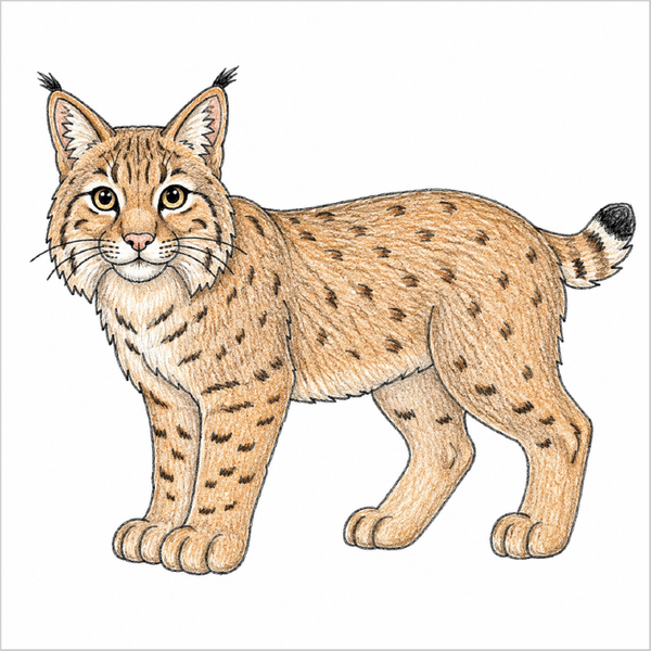 How to Draw a Bobcat – Easy Step-by-Step Wild Cat Drawing for Kids