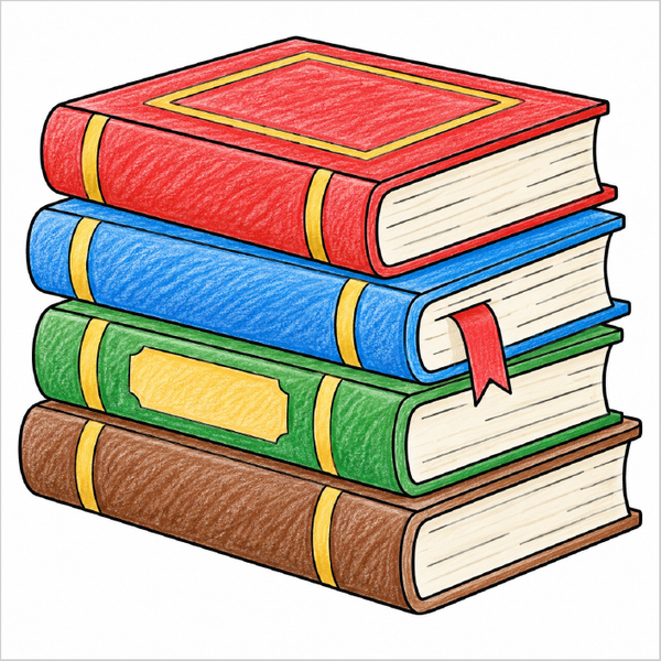 Easy stack of books drawing for children